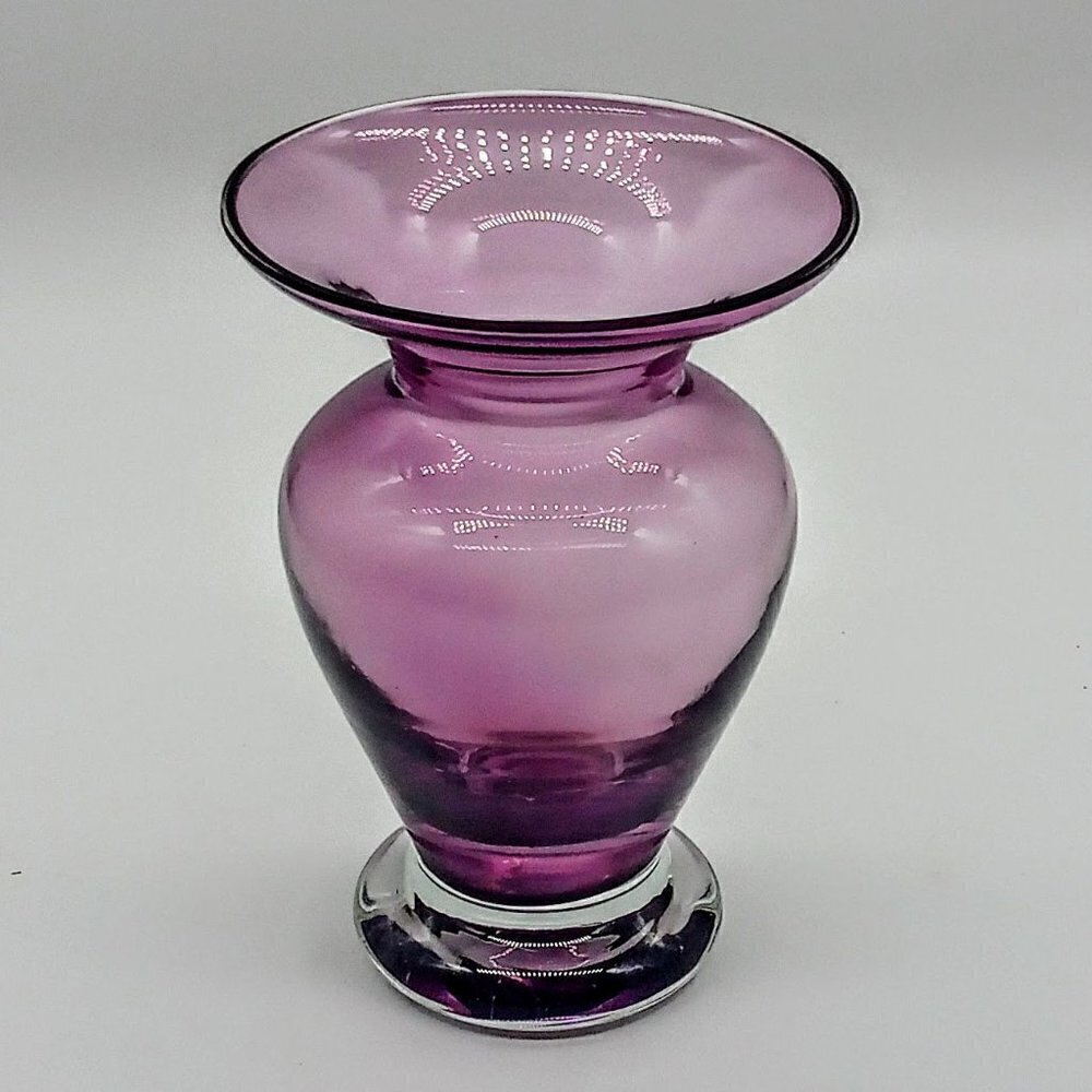 Amethyst Purple Clear Base Art Glass Vase